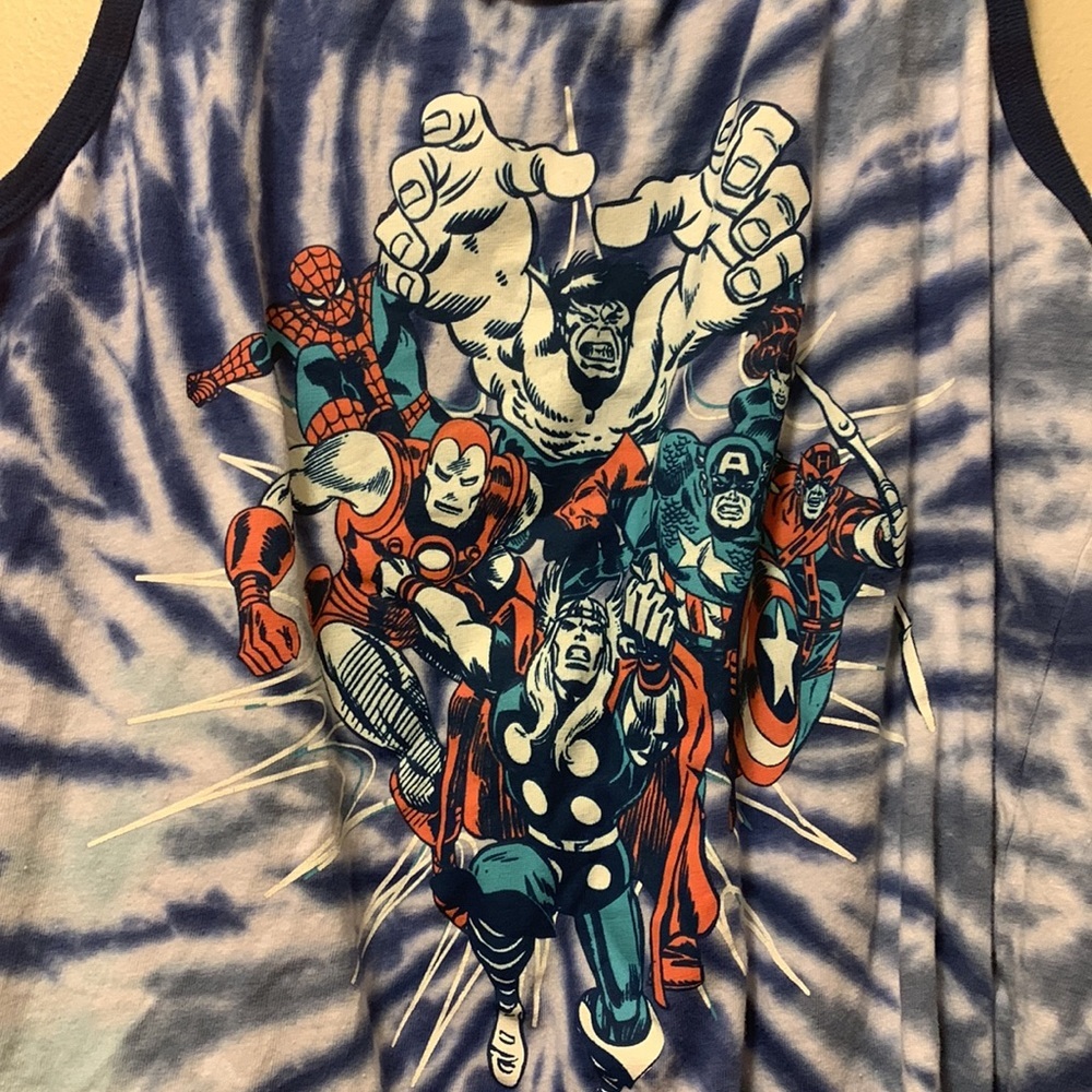 Marvel Avengers Blue Tie Dye Tank Top Size Small - Picture 2 of 4
